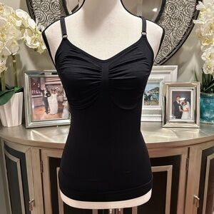 Black Ruched Tank with Adjustable Straps